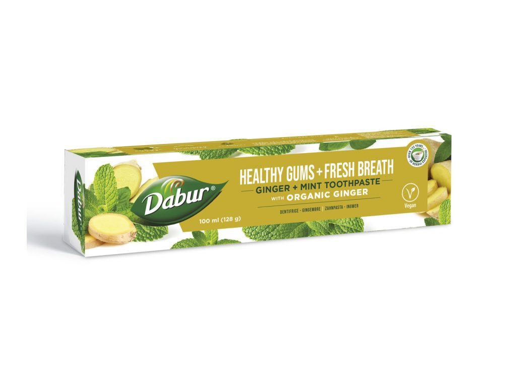 DABUR FLUORIDMENTES GYÓGYNÖVÉNYES FOGKRÉM ORGANIKUS GYÖMBÉRREL, MENTÁVAL 100ML