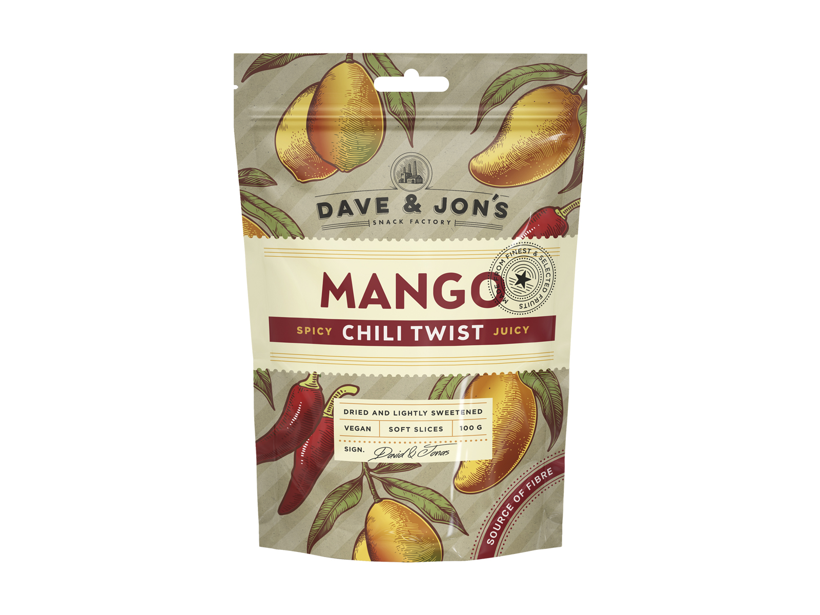 DAVE&JONS SZÁRÍTOTT MANGÓ CHILIVEL 100G