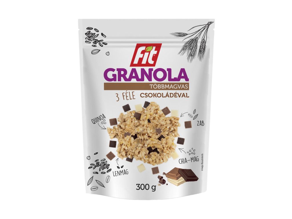 FIT GRANOLA TÖBBMAGVAS 3 FÉLE CSOKOLÁDÉVAL 300G
