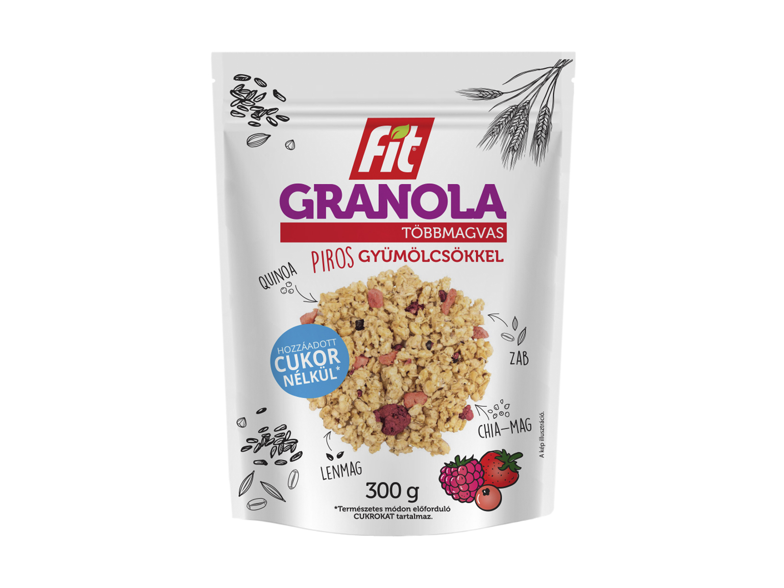 FIT GRANOLA TÖBBMAGVAS PIROS GYÜMÖLCSÖKKEL 300G