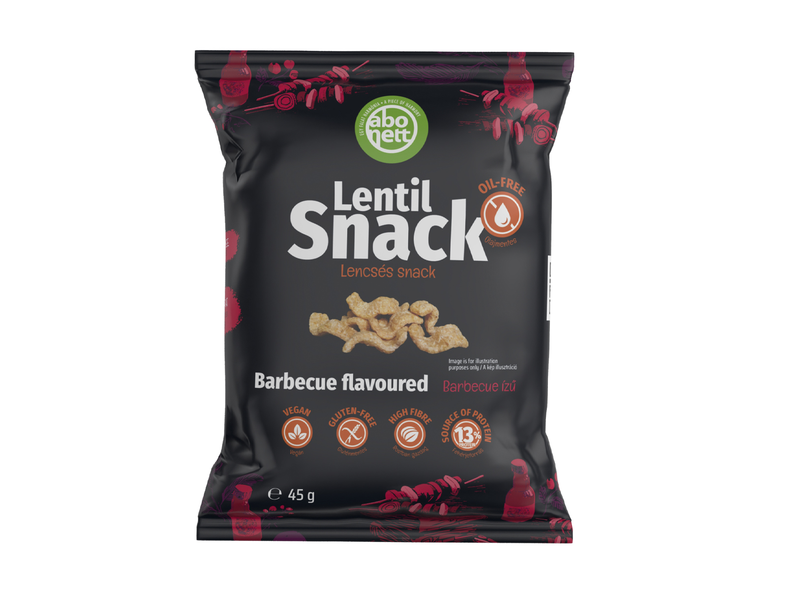 GLUTÉNMENTES ABONETT LENCSÉS SNACK BARBECUE ÍZŰ 45G