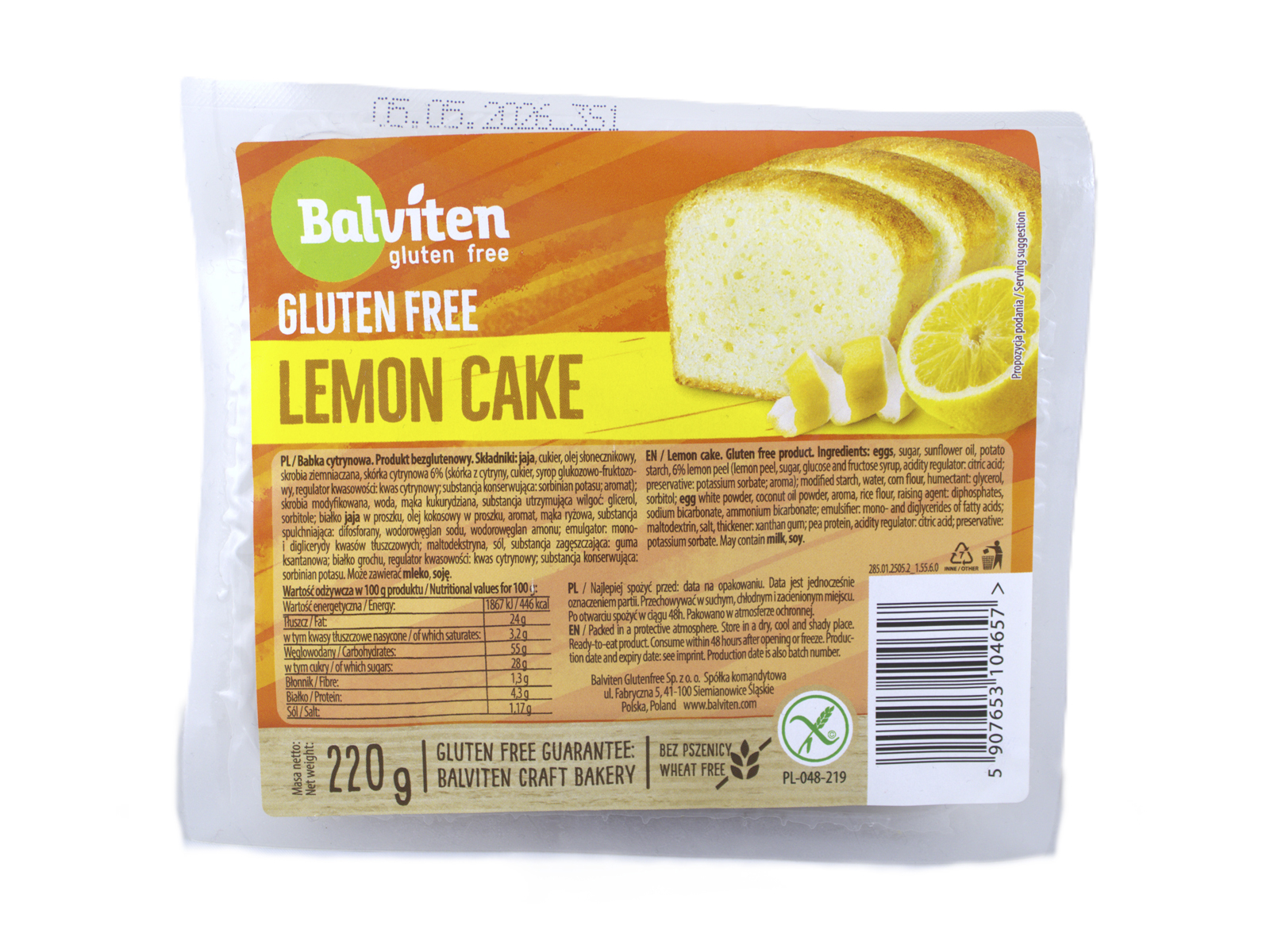 GLUTÉNMENTES BALVITEN CITROMTORTA 220G