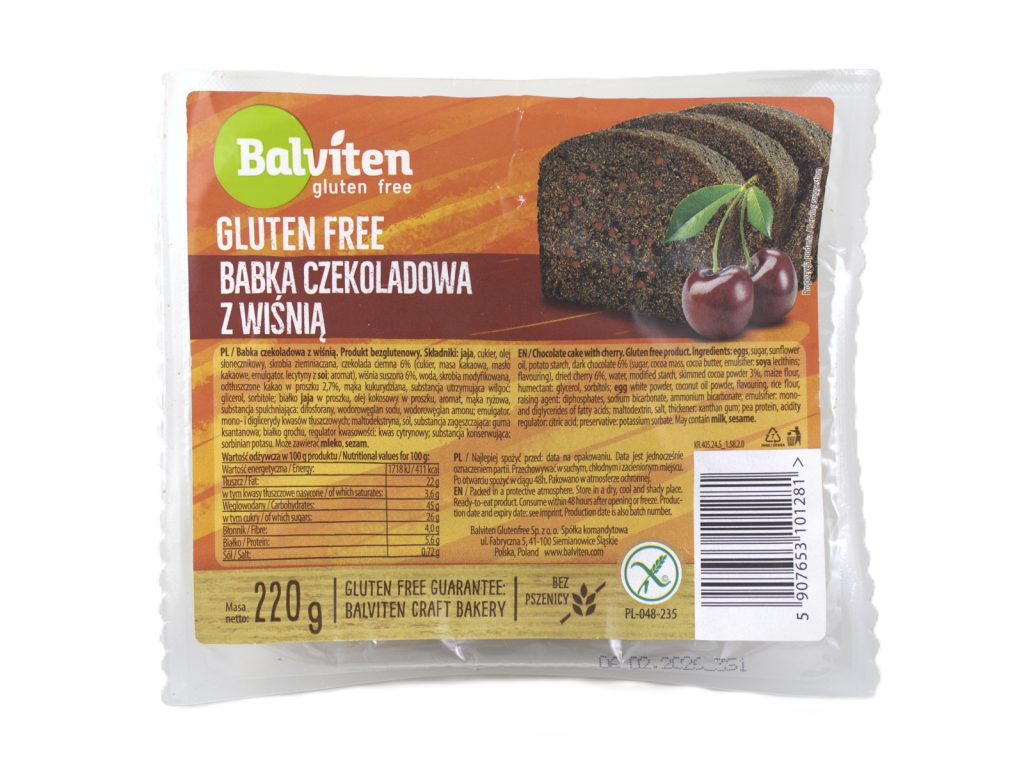 GLUTÉNMENTES BALVITEN CSOKOLÁDÉTORTA CSERESZNYÉVEL 220G