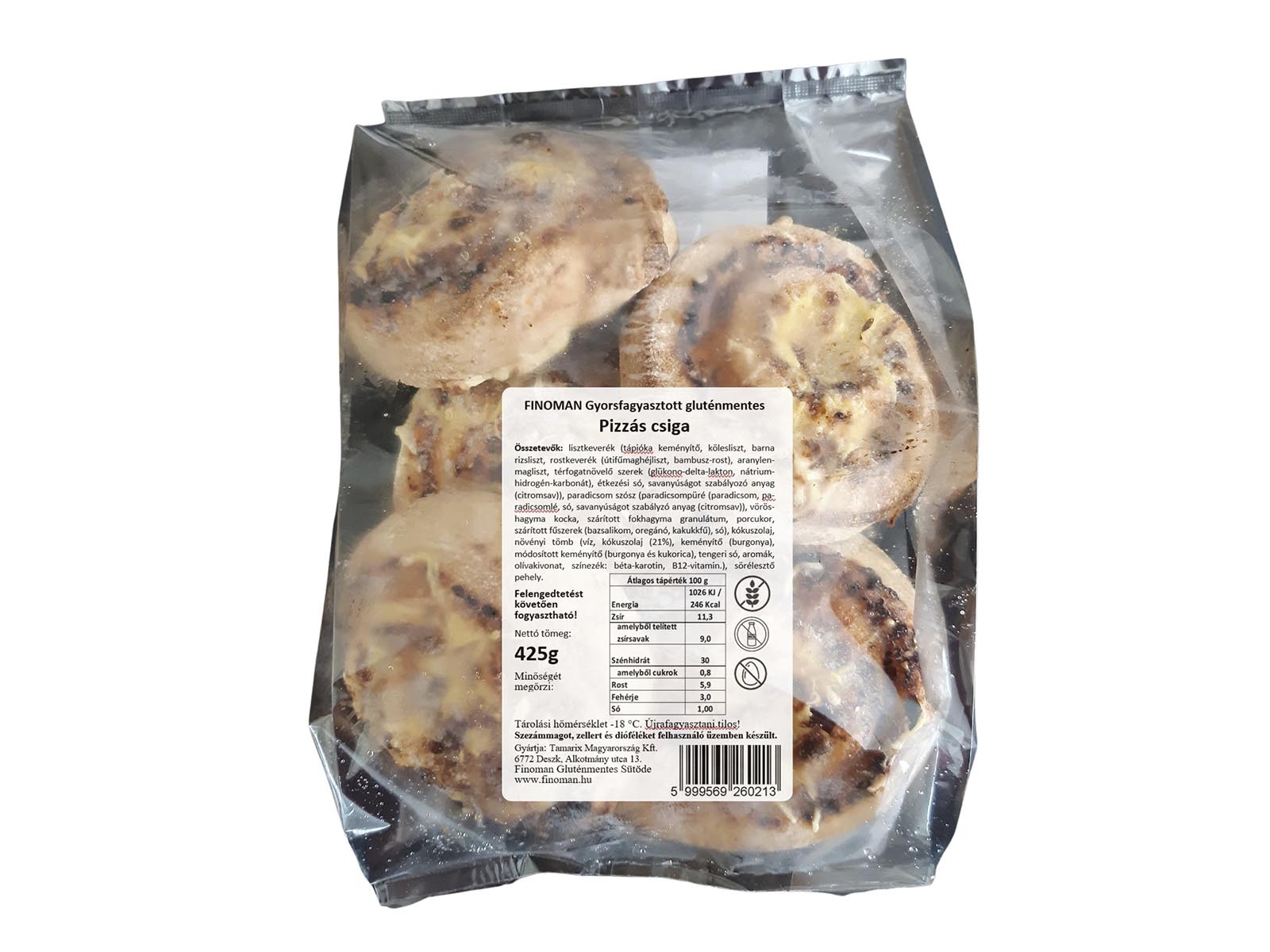 GLUTÉNMENTES FINOMAN GYORSFAGYASZTOTT PIZZÁS CSIGA 425G[F]