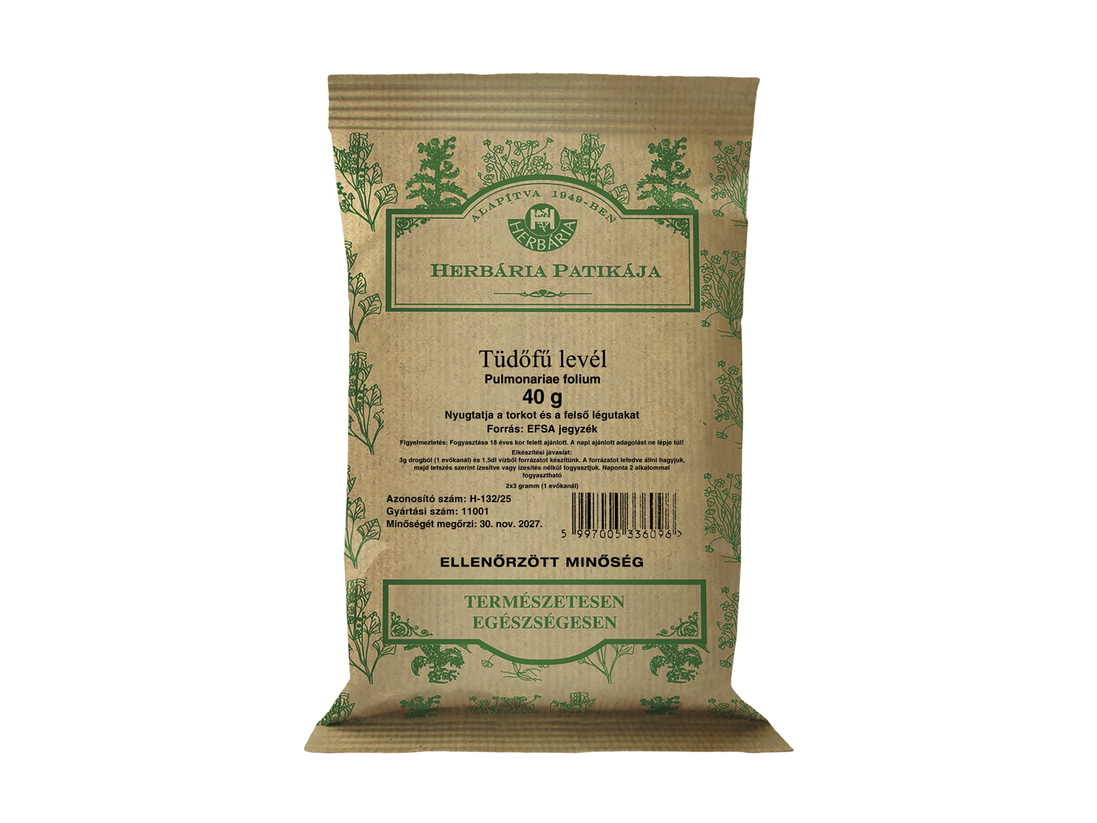 HERBÁRIA TEA TÜDŐFŰ LEVÉL SZÁLAS 40G