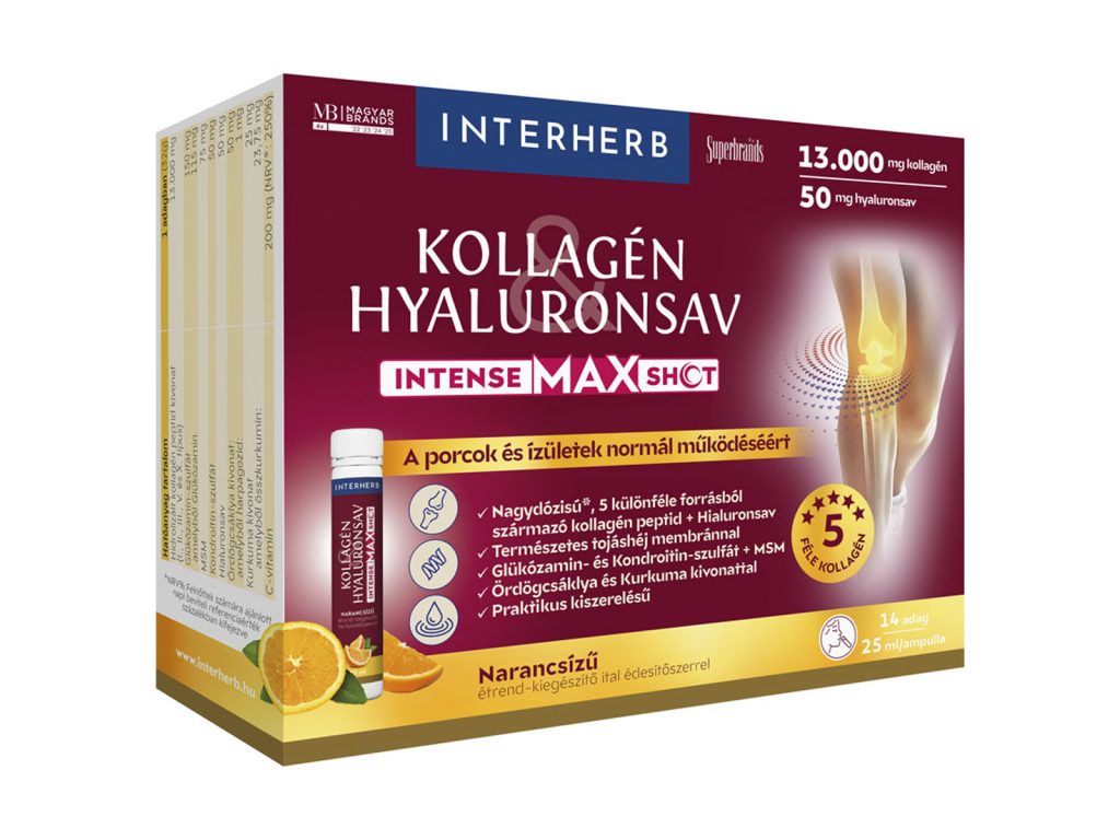 INTERHERB KOLLAGÉN HYALURONSAV INTENSE MAX SHOT NARANCSÍZŰ 14X25ML