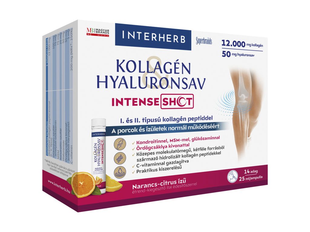 INTERHERB KOLLAGÉN HYALURONSAV INTENSE SHOT NARANCS-CITRUS ÍZŰ 14X25ML