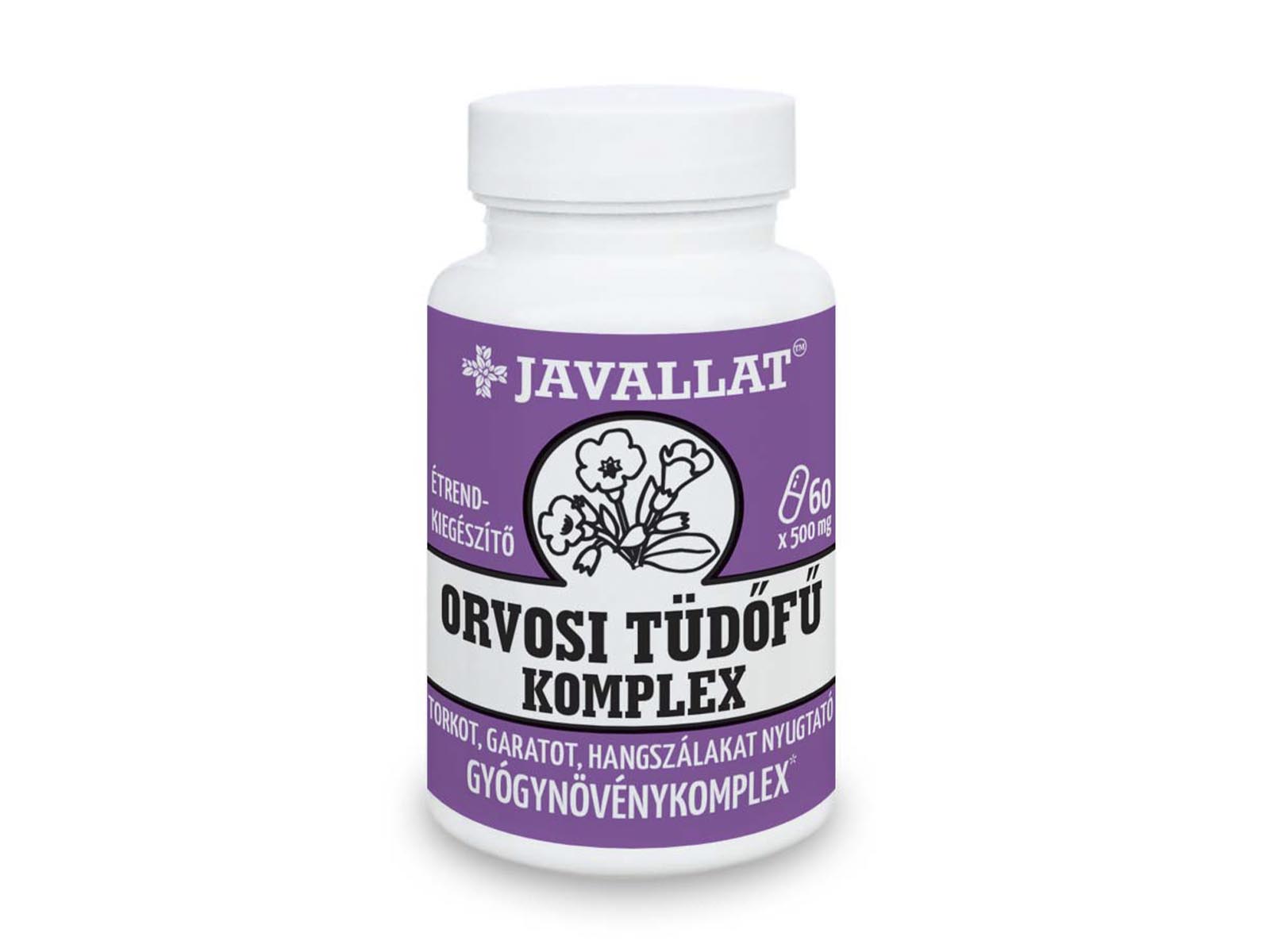 JAVALLAT ORVOSI TÜDŐFŰ GYÓGYNÖVÉNYKOMPLEX ÉTREND-KIEGÉSZÍTŐ KAPSZULA 60DB
