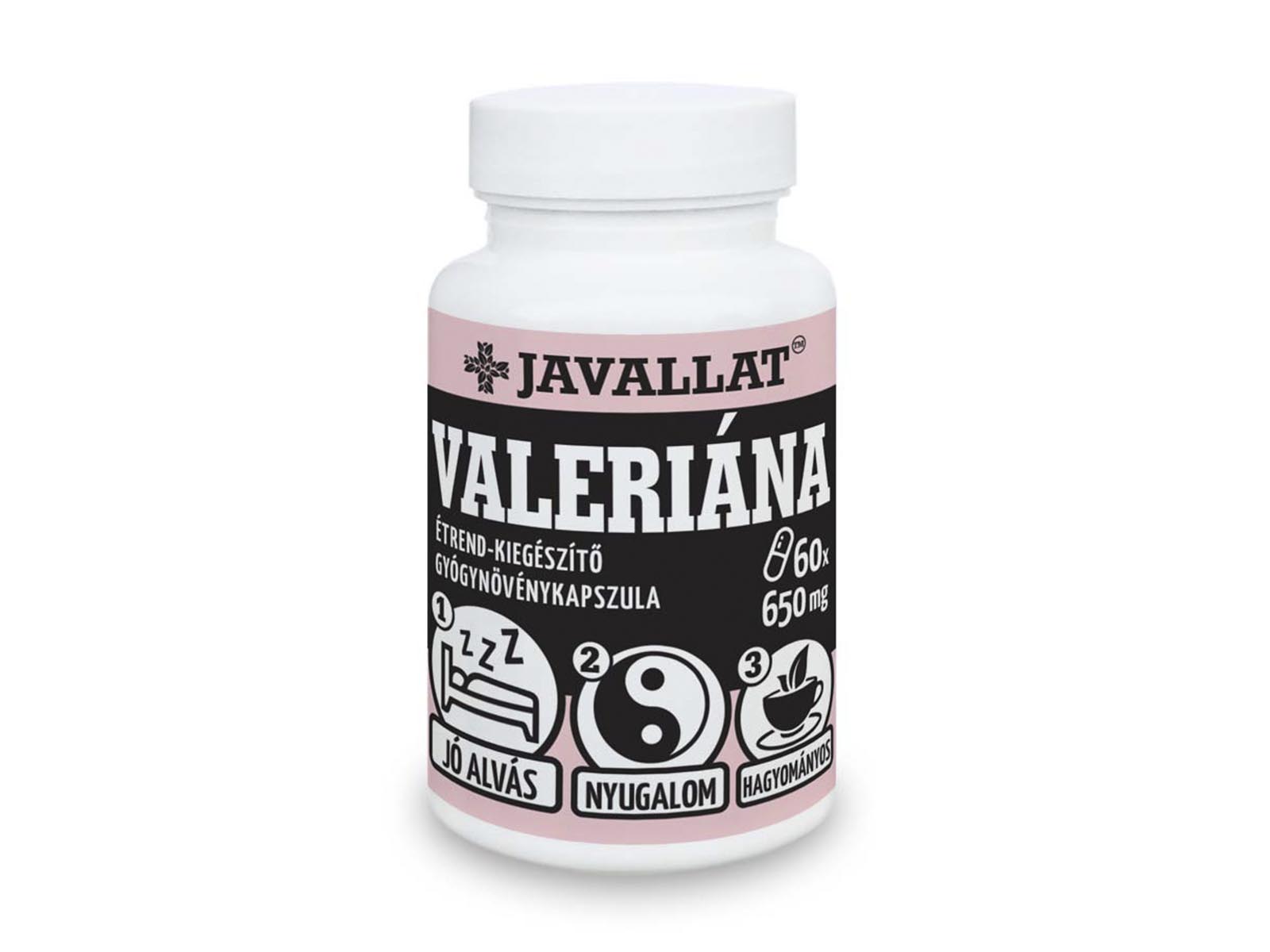 JAVALLAT VALERIÁNA GYÓGYNÖVÉNY ÉTREND-KIEGÉSZÍTŐ KAPSZULA 60DB