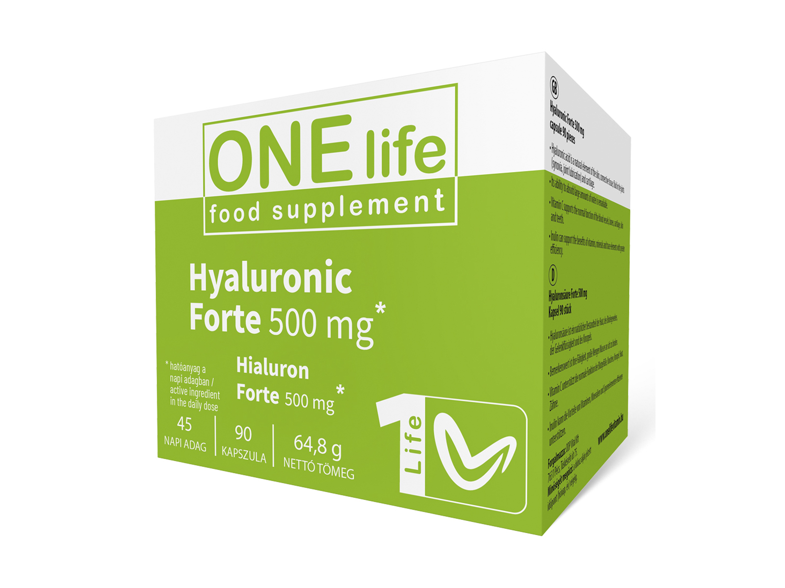 ONE LIFE HIALURON FORTE 500MG KAPSZULA 90DB