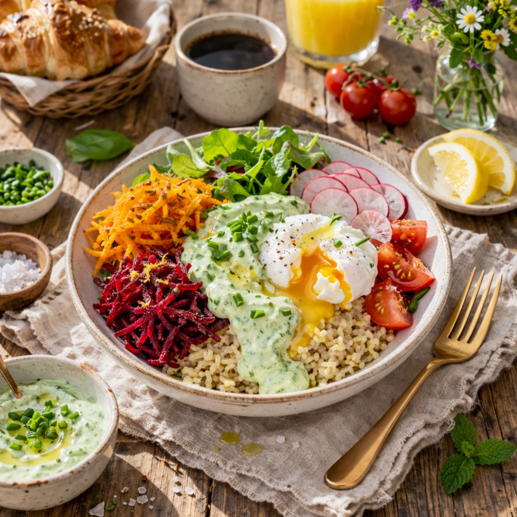 Sós reggeli bowl tojással