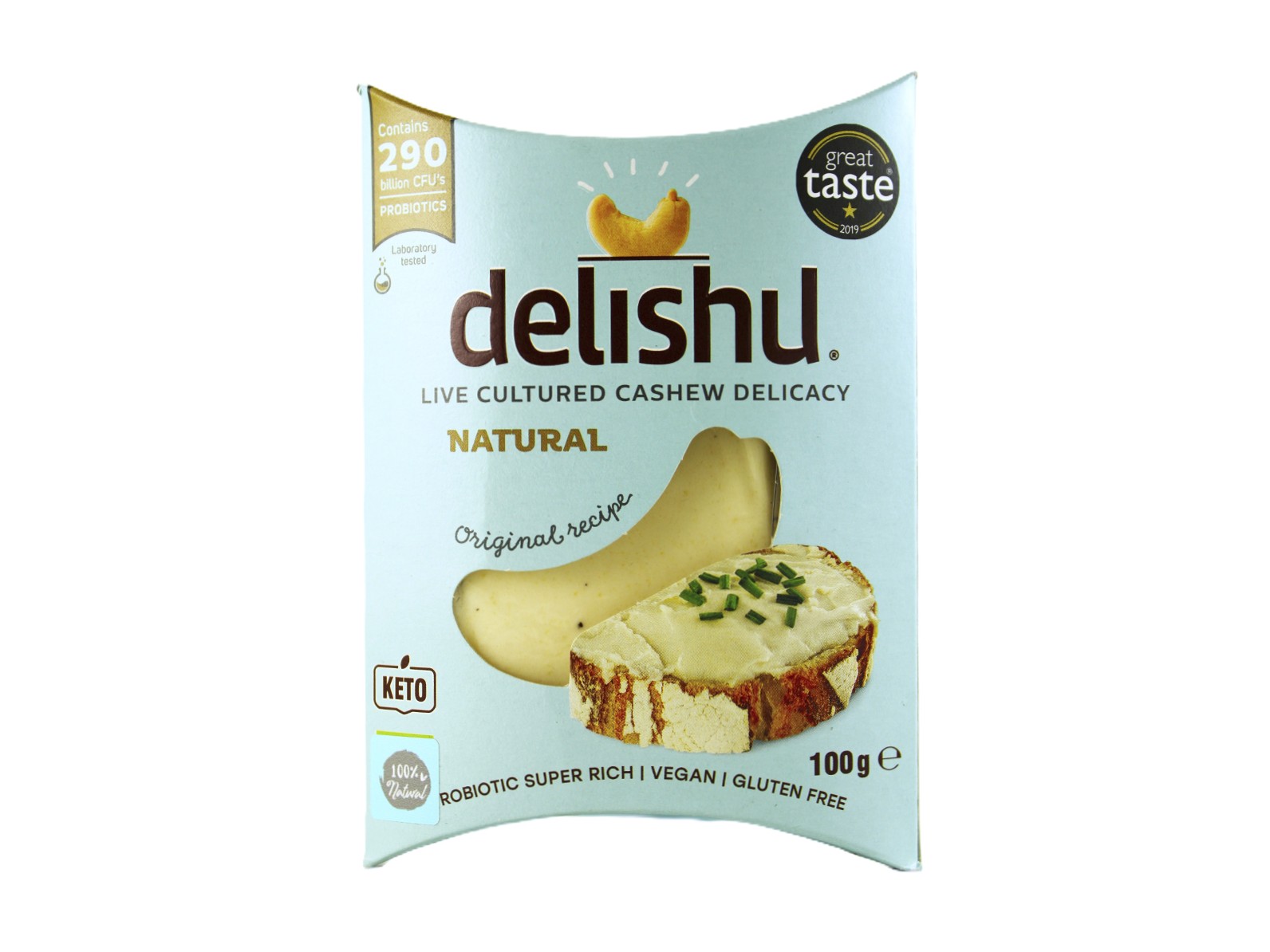 VEGÁN DELISHU KESUDIÓBÓL KÉSZÜLT FRISS SAJT JELLEGŰ KÉSZÍTMÉNY, NATÚR 100G[H]