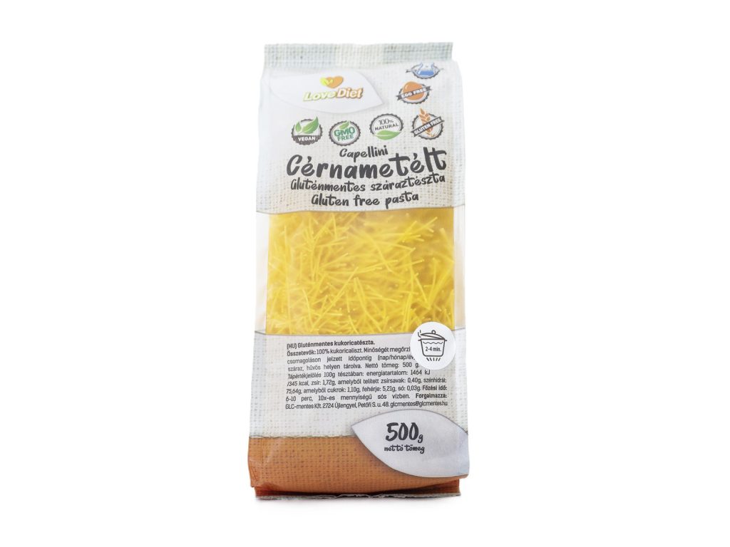 GLUTÉNMENTES LOVE DIET CÉRNAMETÉLT SZÁRAZTÉSZTA 500G