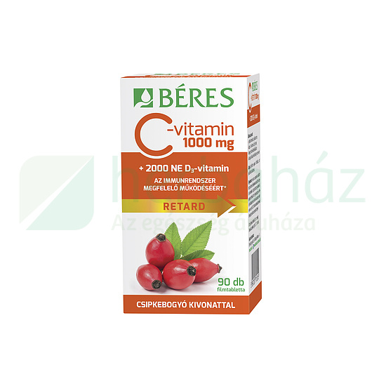 BÉRES C-VITAMIN 1000MG RETARD CSIPKEBOGYÓ + 2000NE D3-VITAMIN TABLETTA 90DB