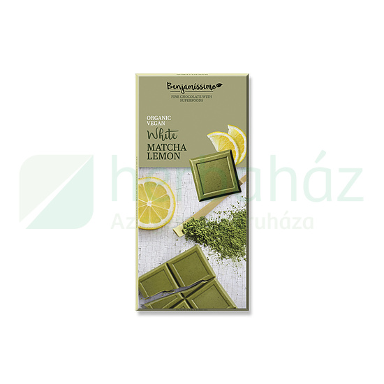 BIO BENJAMÍSSIMO VEGAN WHITE CACAO BAR MATCHA TEA ÉS CITROM ÍZŰ GM CSOKOLÁDÉ 60G