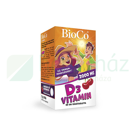 BIOCO D3-VITAMIN 2000NE CSERESZNYE ÍZŰ RÁGÓTABLETTA 90DB