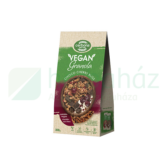 CERBONA VEGÁN CSOKOLÁDÉ-MEGGY GRANOLA HOZZÁADOTT CUKOR NÉLKÜL 300G