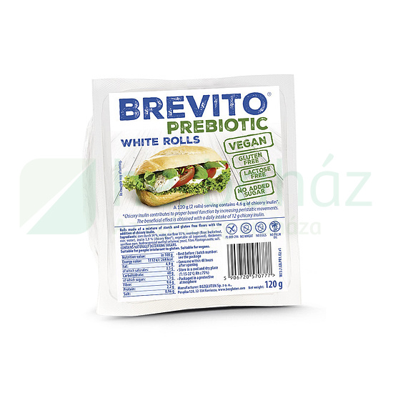 GLUTÉNMENTES BREVITO FEHÉR SZENDVICS ZSEMLE PREBIOTIKUS 120G