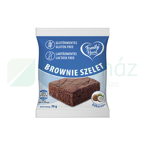 GLUTÉNMENTES FAMILY HEART BROWNIE SZELET KÓKUSZOS LAKTÓZMENTES 30G