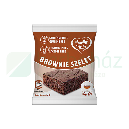 GLUTÉNMENTES FAMILY HEART BROWNIE SZELET RUM ÍZŰ LAKTÓZMENTES 30G