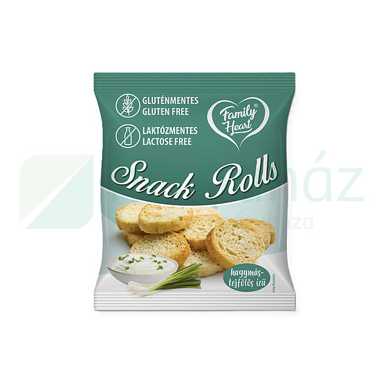 GLUTÉNMENTES FAMILY HEART SNACK ROLLS HAGYMÁS-TEJFÖLÖS ÍZŰ LAKTÓZMENTES 40G