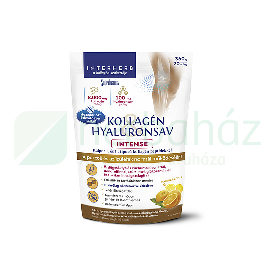 INTERHERB KOLLAGÉN&HYALURONSAV INTENSE PORCÉPÍTŐ ITALPOR NÁDCUKORRAL NARANCS ÍZŰ 360G