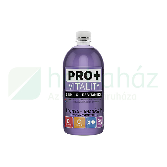 PRO+ VITALITY VITAMINOKKAL ÁFONYA-ANANÁSZ GYÓGYNÖVÉNYEKKEL 750ML DRS+50FT BETÉTDÍJ