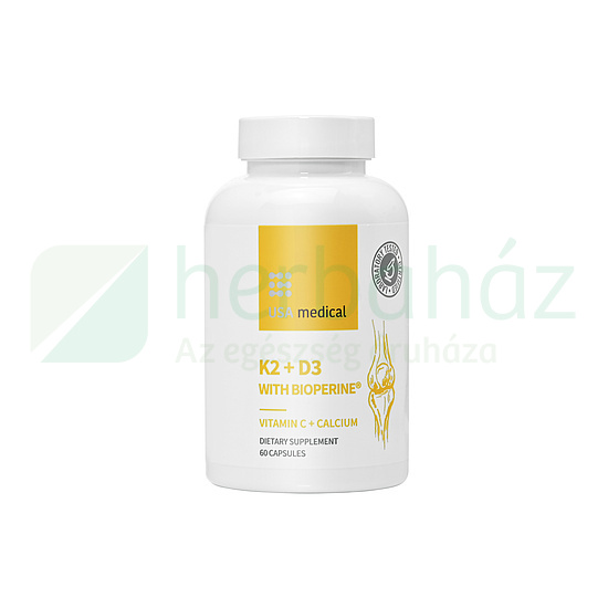 USA MEDICAL K2 + D3 + C-VITAMIN + KALCIUM BIOPERINENNEL KAPSZULA 60DB