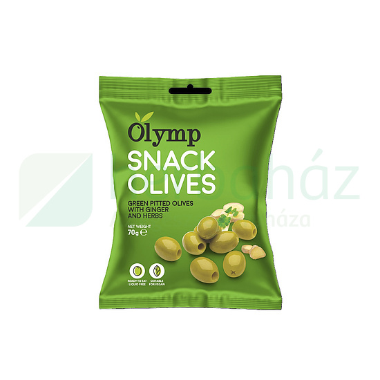 VEGÁN OLYMP SNACK FÜSZEREZETT ZÖLD OLÍVABOGYÓ GYÖMBÉRREL, MAGOZOTT 70G