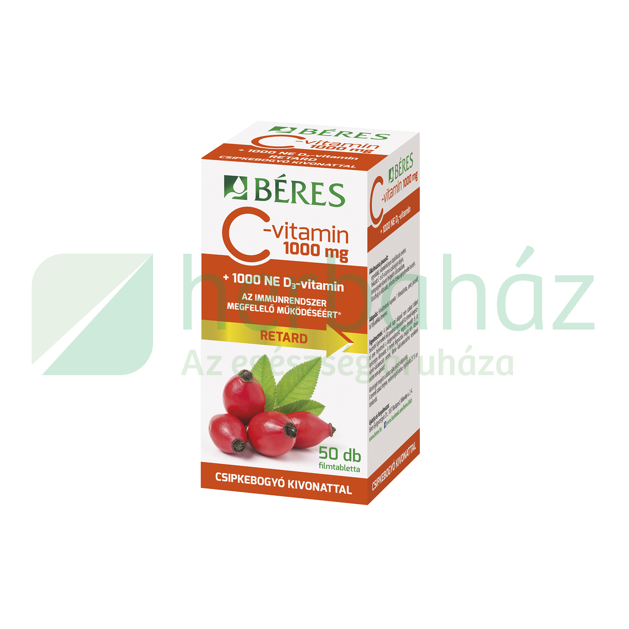 BÉRES C-VITAMIN 1000MG RETARD CSIPKEBOGYÓ + 1000NE D3-VITAMIN TABLETTA 50DB