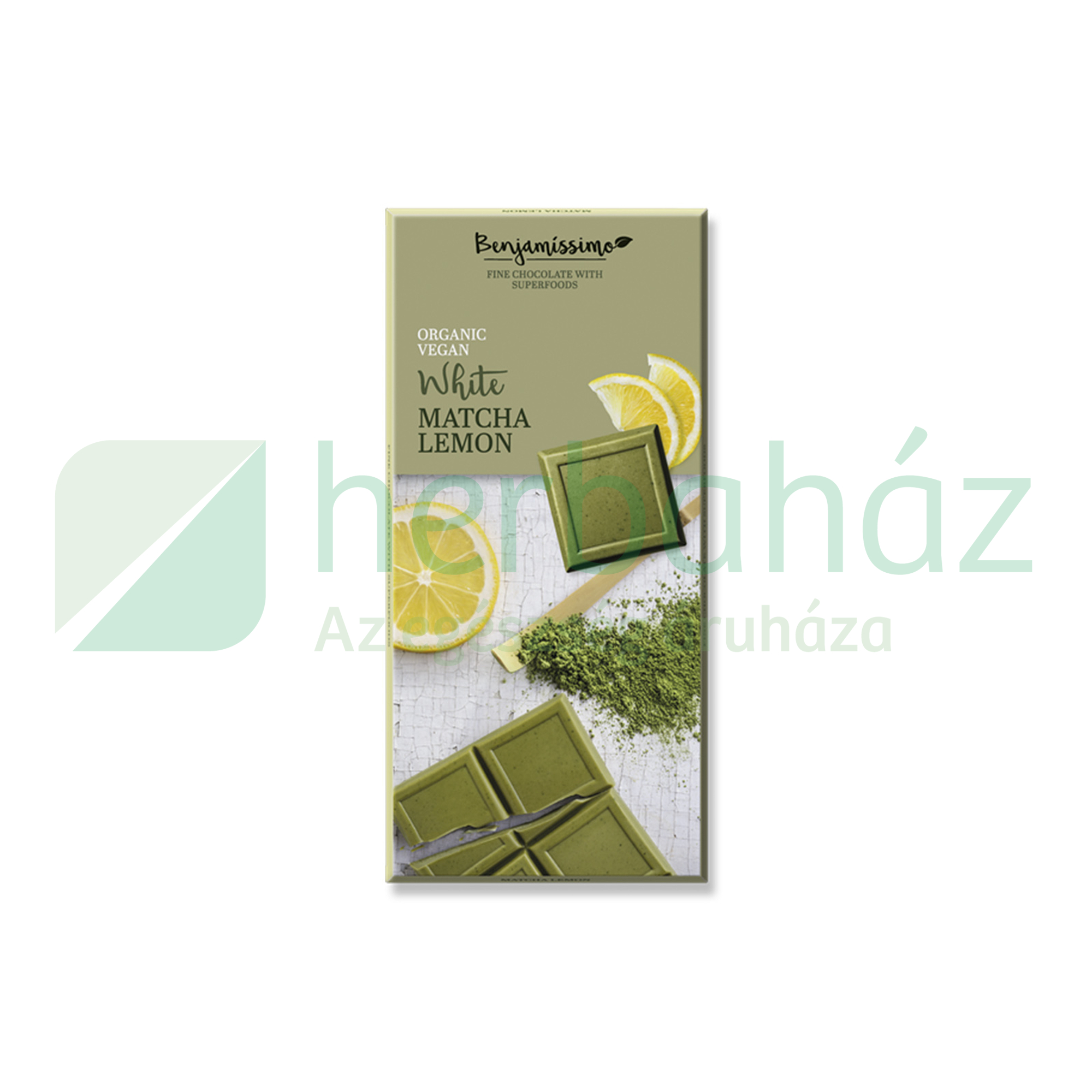 BIO BENJAMÍSSIMO VEGAN WHITE CACAO BAR MATCHA TEA ÉS CITROM ÍZŰ GM CSOKOLÁDÉ 60G