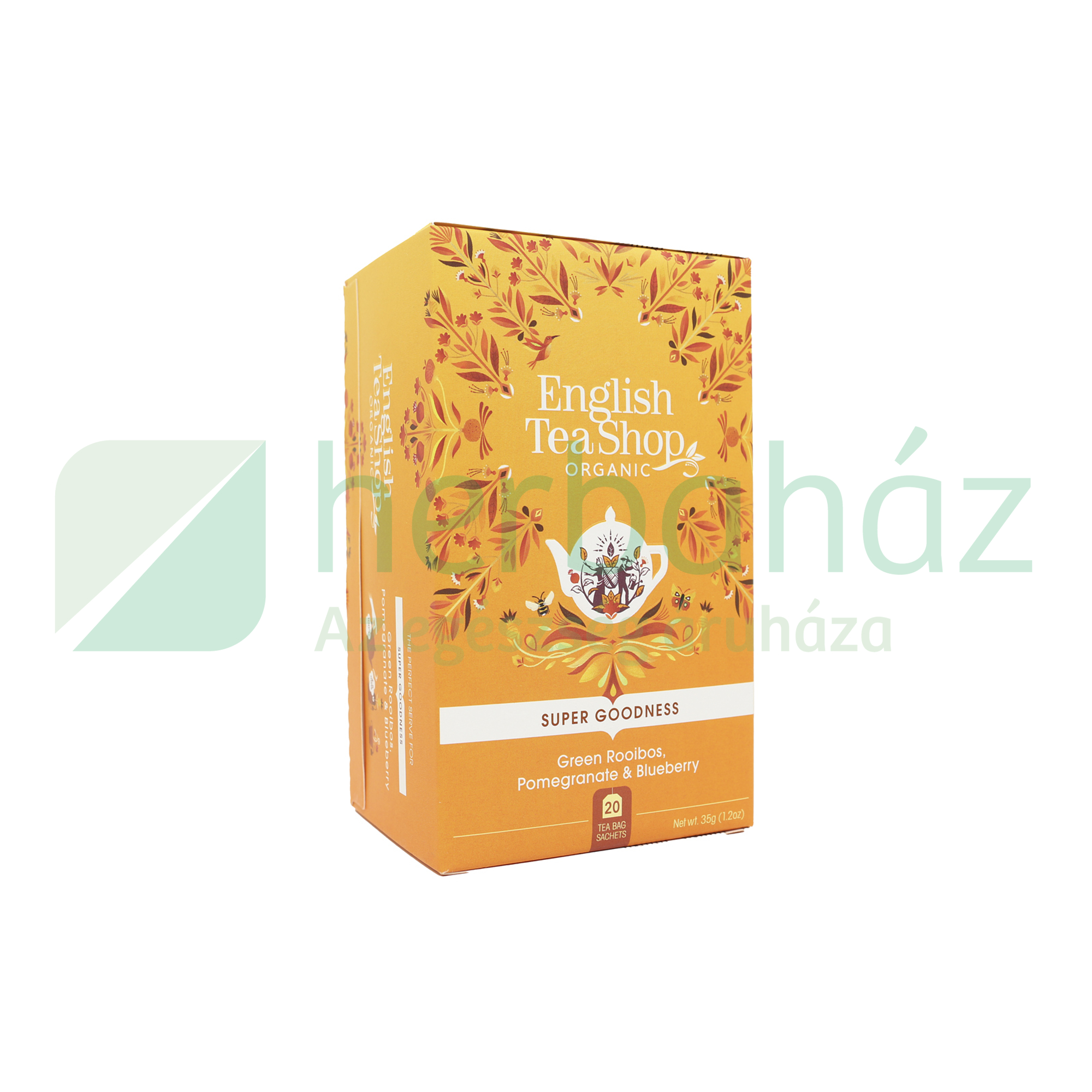 BIO ETS TEA ZÖLD ROOIBOS TEA, GRÁNÁTALMÁVAL ÉS ÁFONYÁVAL FILTERES 20DB