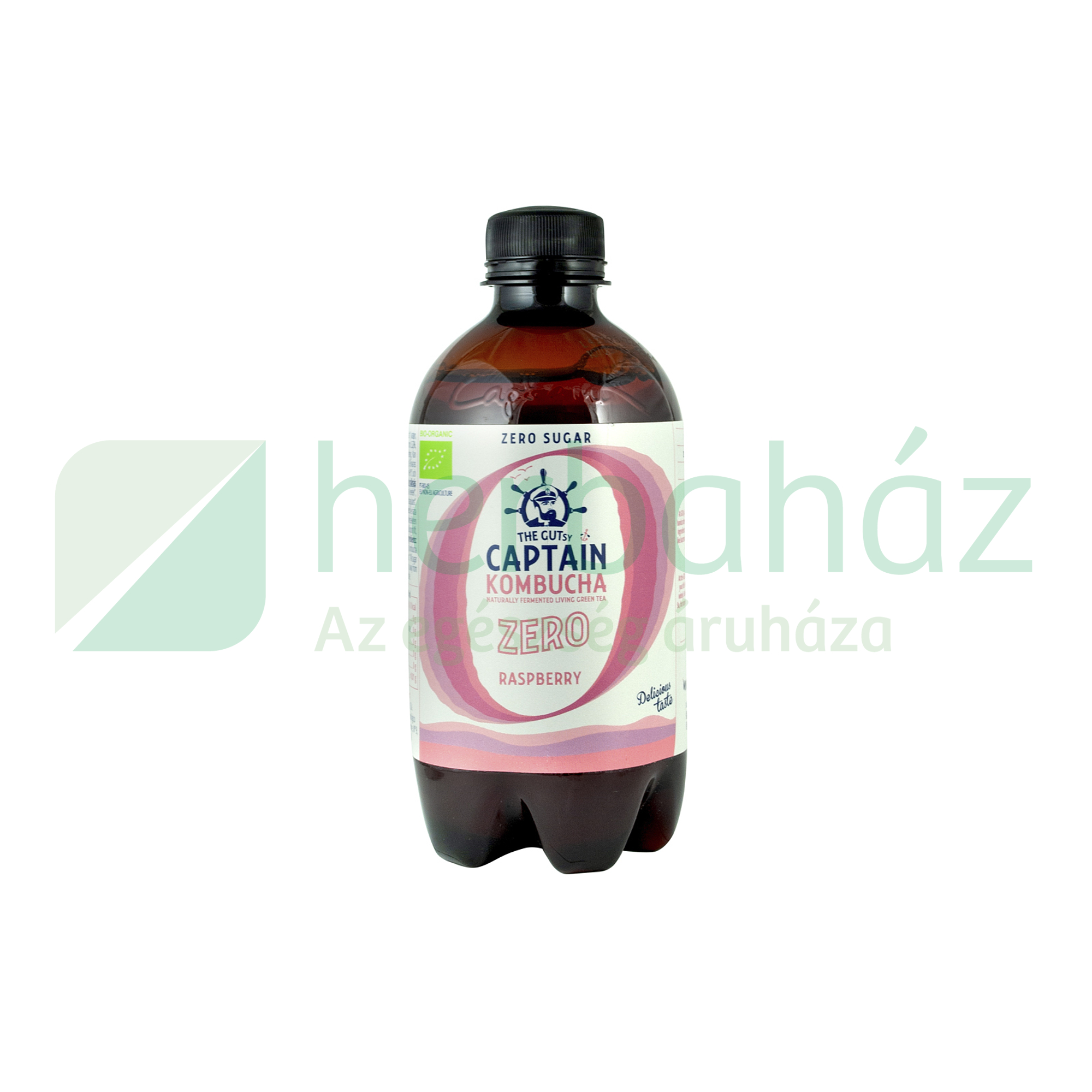 BIO THE GUTSY CAPTAIN KOMBUCHA ZERO ÉLŐFLÓRÁS ITAL MÁLNA ÍZESÍTÉSSEL 400ML DRS+50FT BETÉTDÍJ