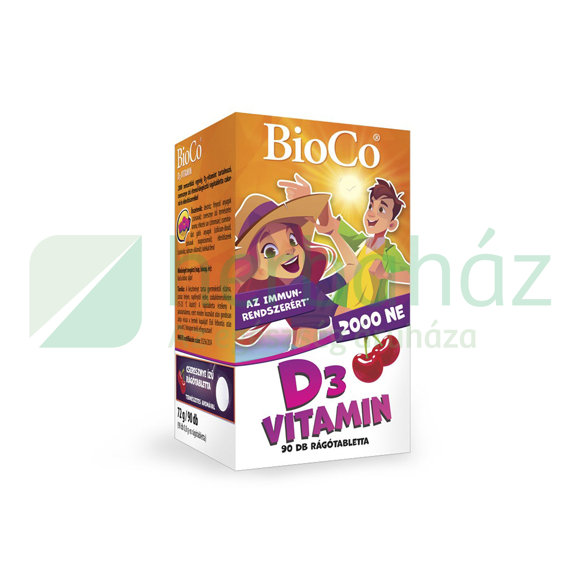 BIOCO D3-VITAMIN 2000NE CSERESZNYE ÍZŰ RÁGÓTABLETTA 90DB