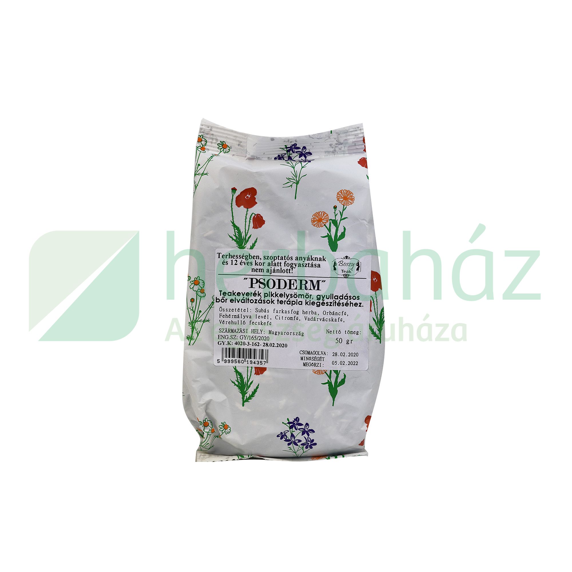 BOSZY TEA PSODERM (PIKKELYSÖMÖR, GYULLADÁSOS BŐR ) TERÁPIA KIEGÉSZÍTÉSÉHEZ 50G