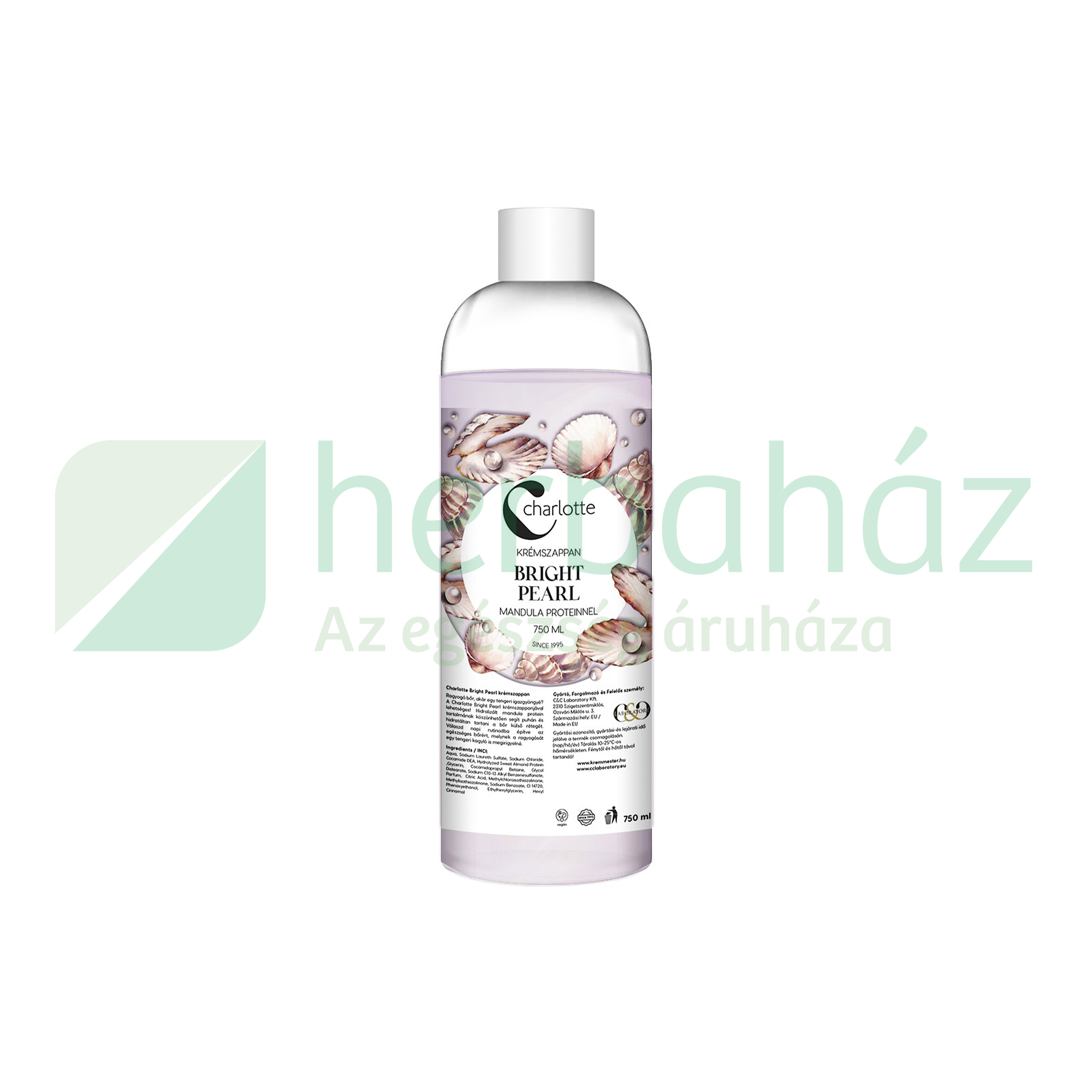 CHARLOTTE KRÉMSZAPPAN BRIGHT PEARL MANDULA PROTEINNEL UTÁNTÖLTŐ 750ML