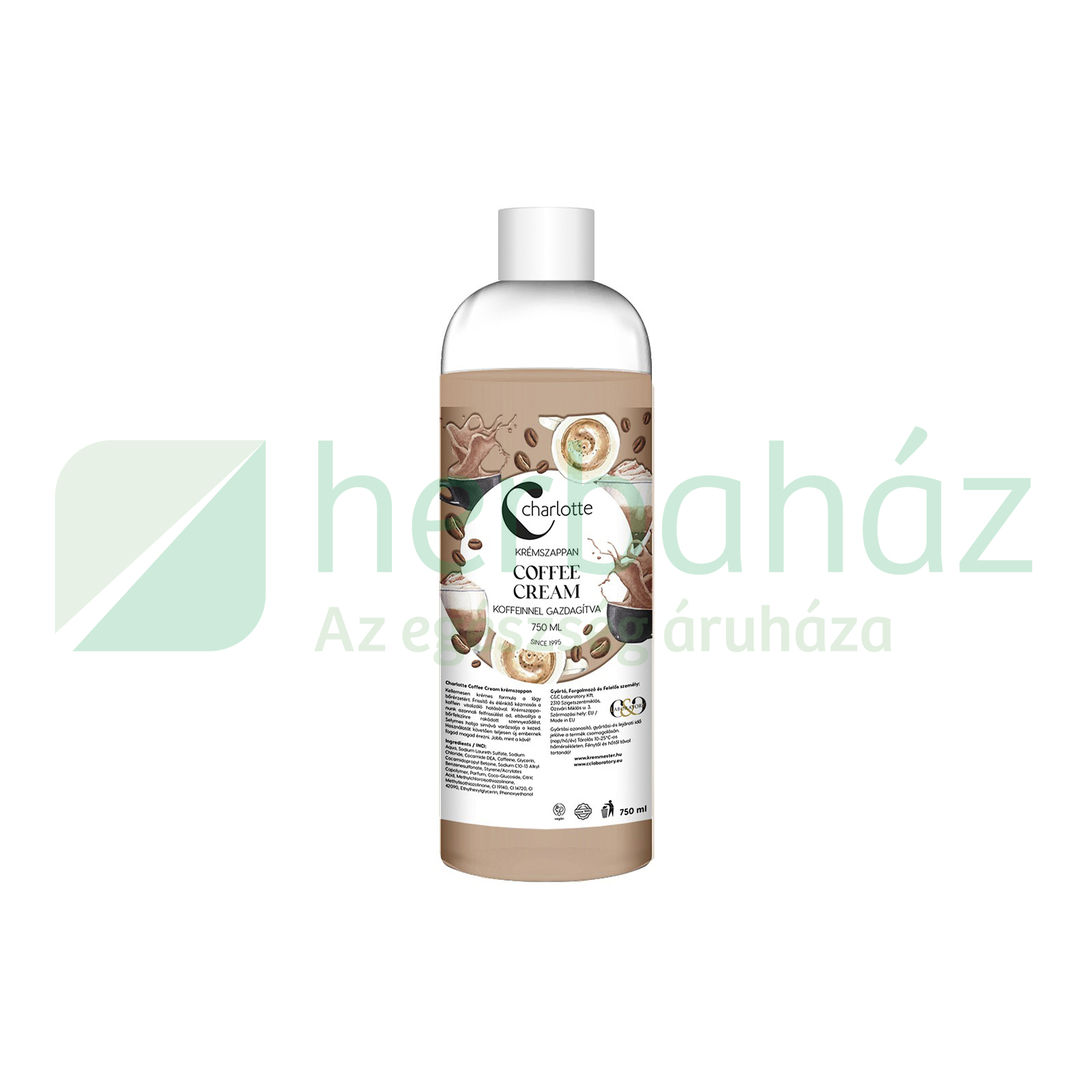 CHARLOTTE KRÉMSZAPPAN COFFEE CREAM KOFFEINNEL UTÁNTÖLTŐ 750ML