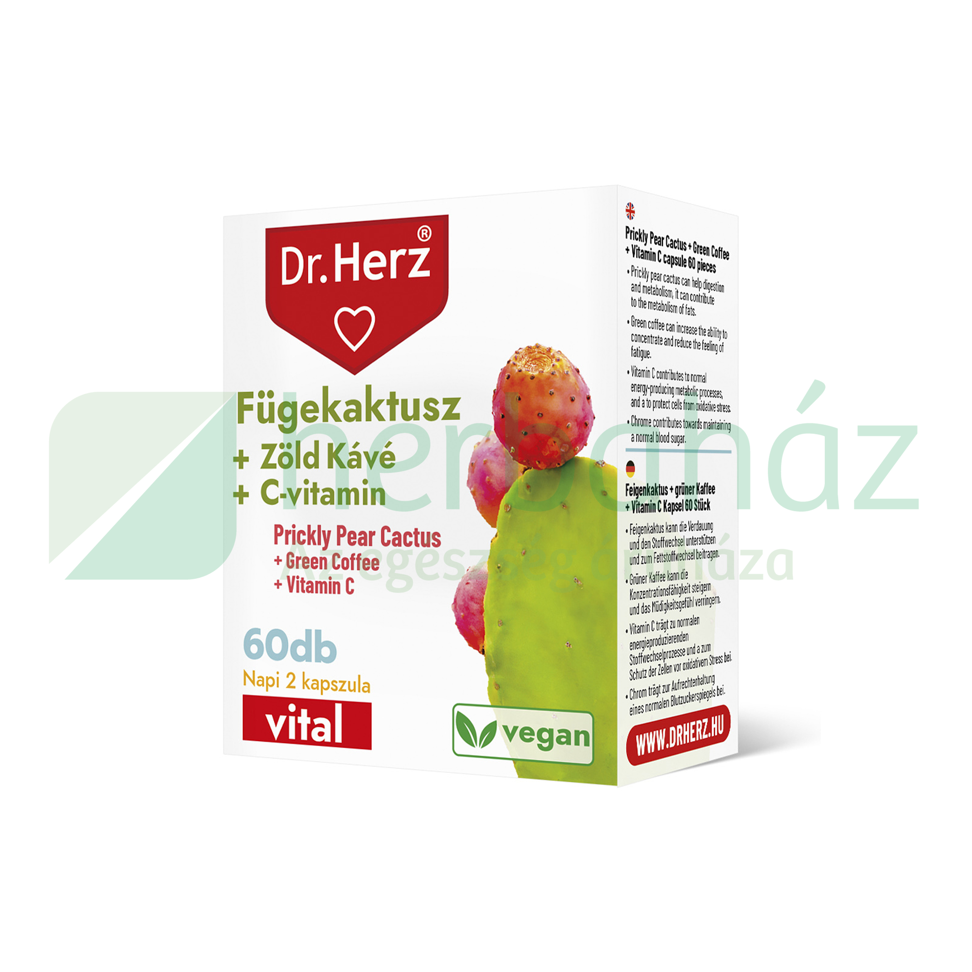 DR. HERZ FÜGEKAKTUSZ + ZÖLD KÁVÉ + C-VITAMIN KAPSZULA 60DB