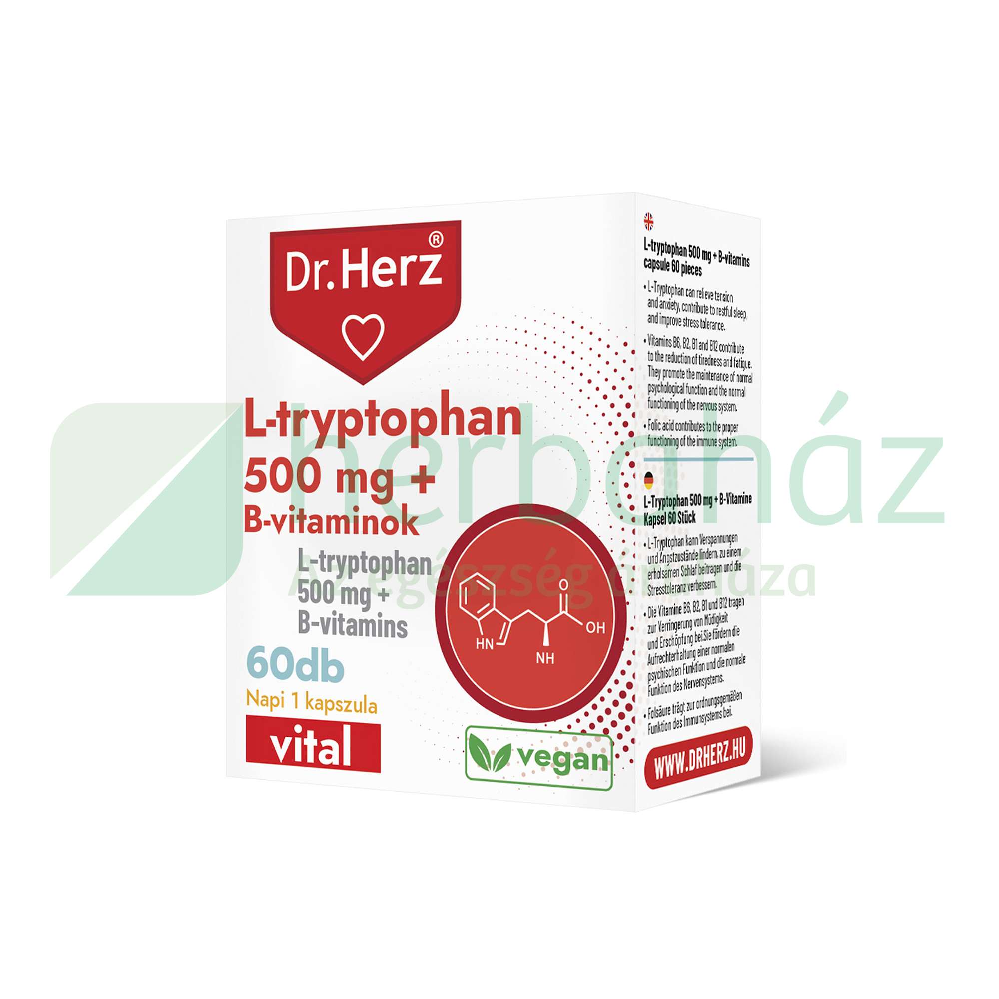 DR. HERZ L-TRYPTOPHAN 500 MG + B-VITAMINOK KAPSZULA 60DB