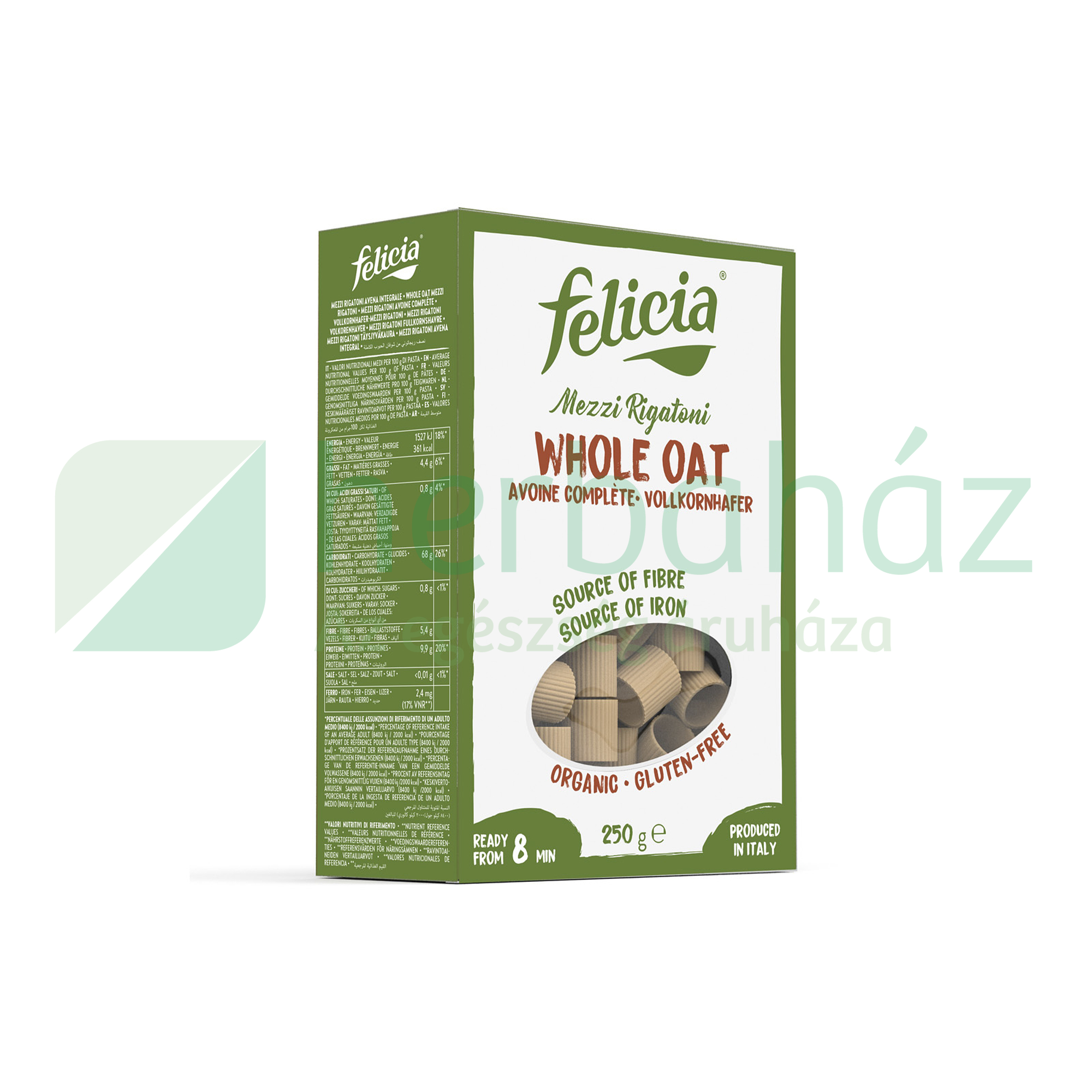 GLUTÉNMENTES BIO FELICIA ZAB CSŐTÉSZTA MEZZI RIGATONI 250G