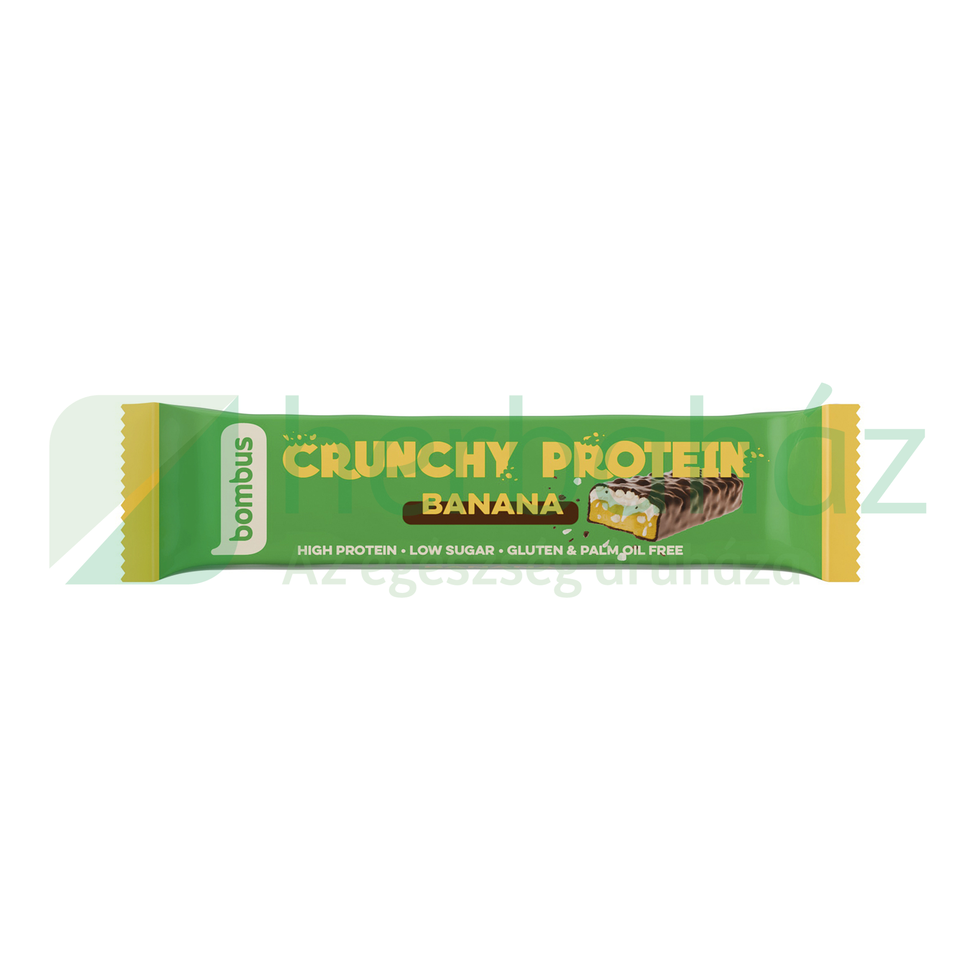 GLUTÉNMENTES BOMBUS CRUNCHY PROTEINSZELET TEJCSOKOLÁDÉVAL, BANÁN ÍZZEL, ÉDESÍTŐSZERREL 50G