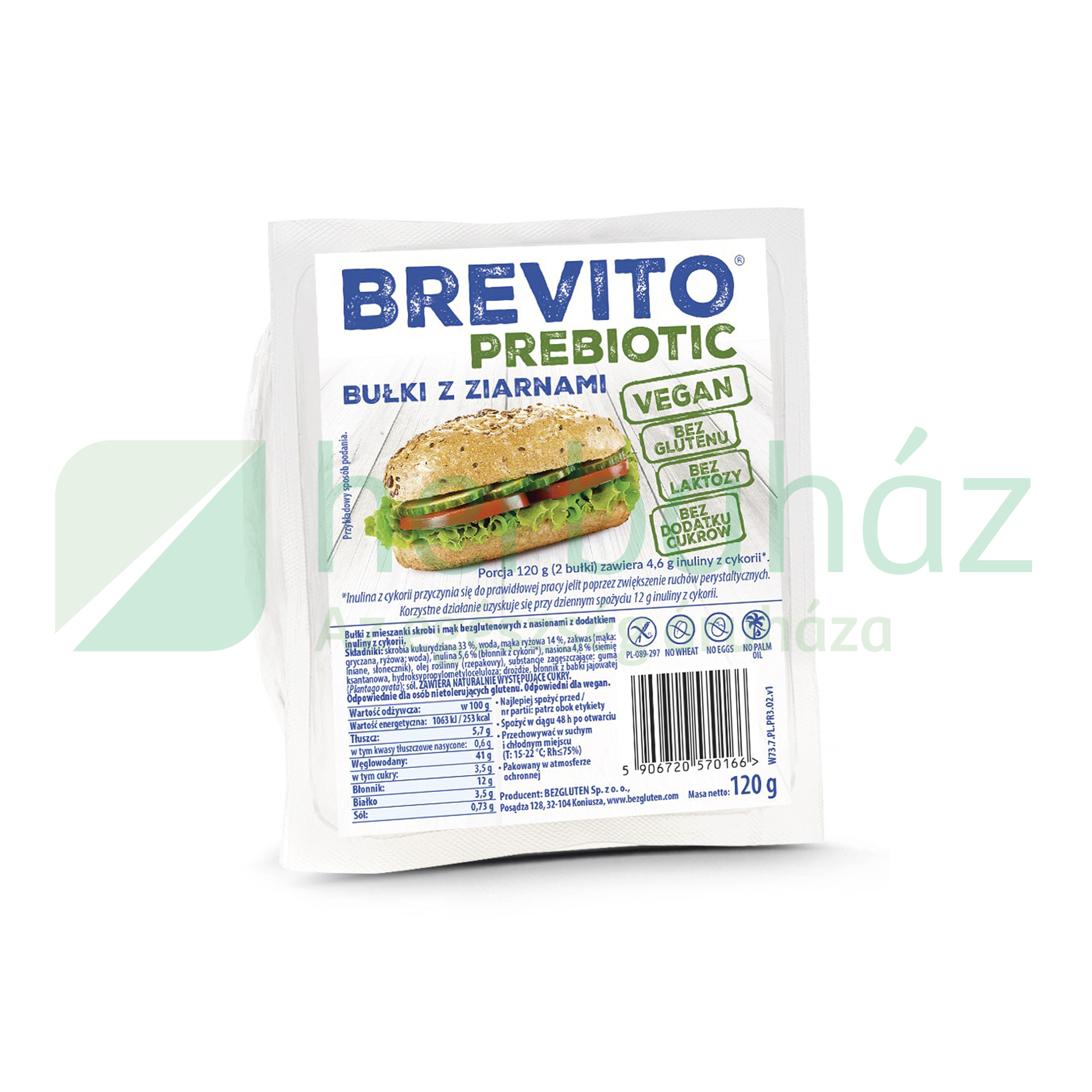 GLUTÉNMENTES BREVITO SOKMAGVAS SZENDVICS ZSEMLE PREBIOTIKUS 120G