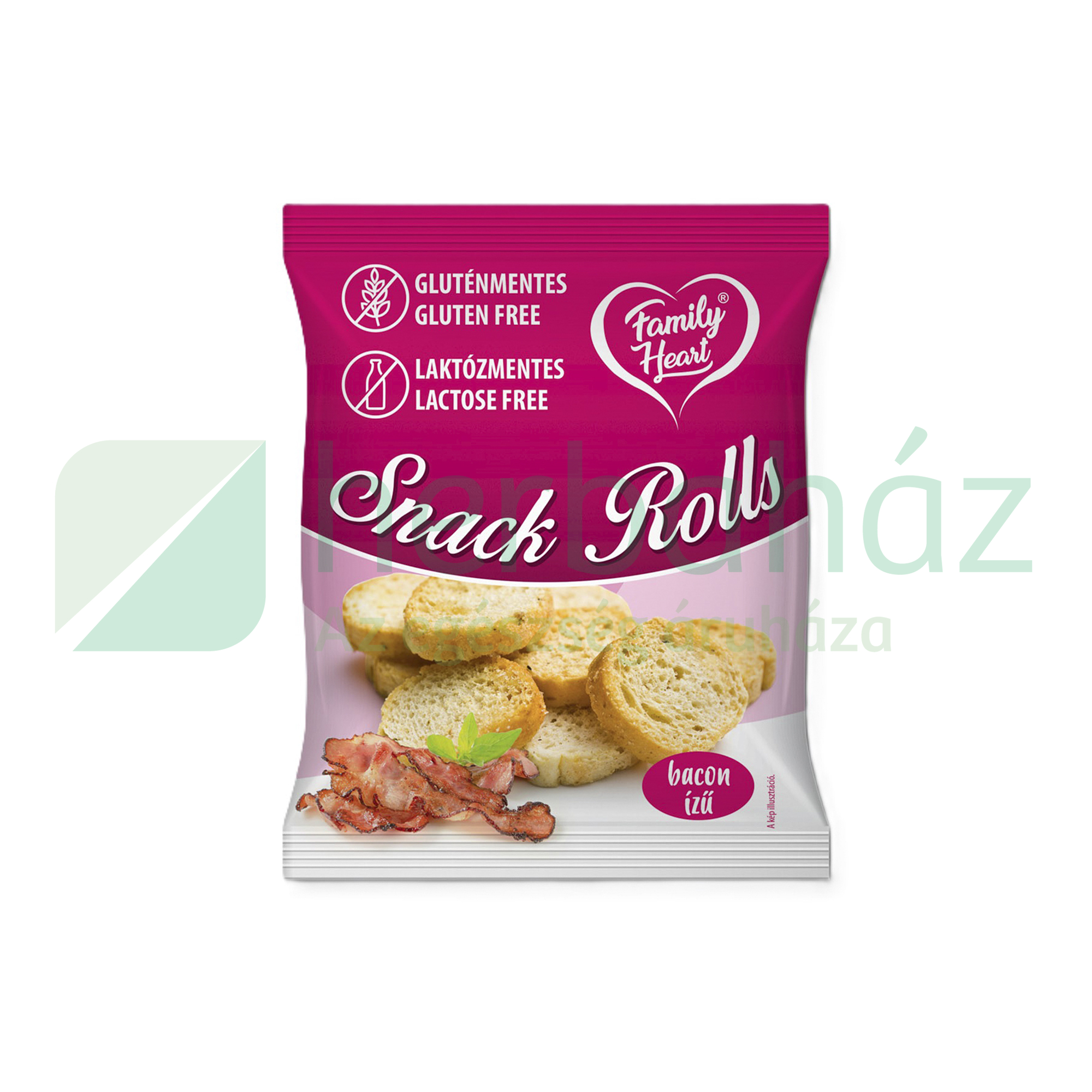 GLUTÉNMENTES FAMILY HEART SNACK ROLLS BACON ÍZŰ LAKTÓZMENTES 40G