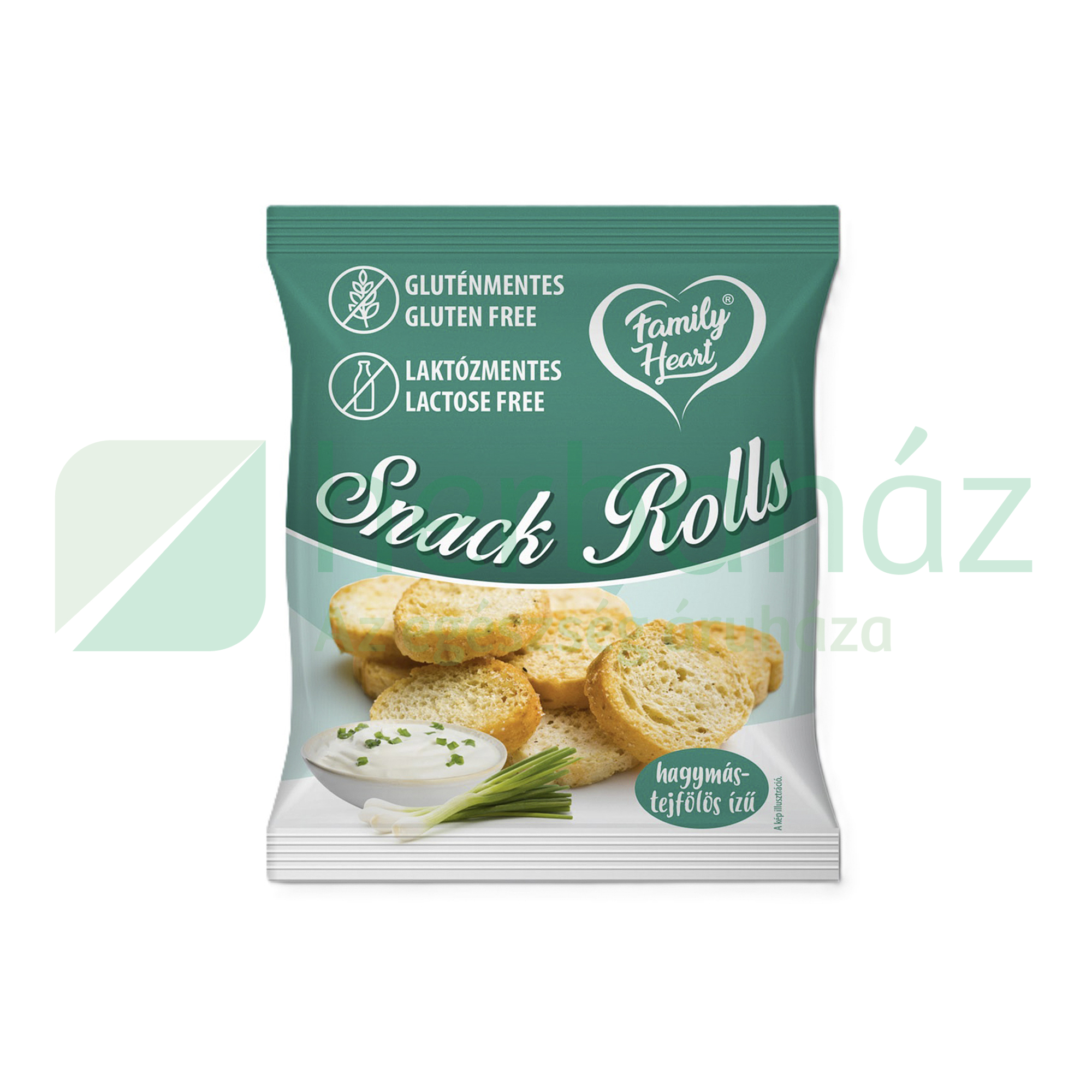 GLUTÉNMENTES FAMILY HEART SNACK ROLLS HAGYMÁS-TEJFÖLÖS ÍZŰ LAKTÓZMENTES 40G