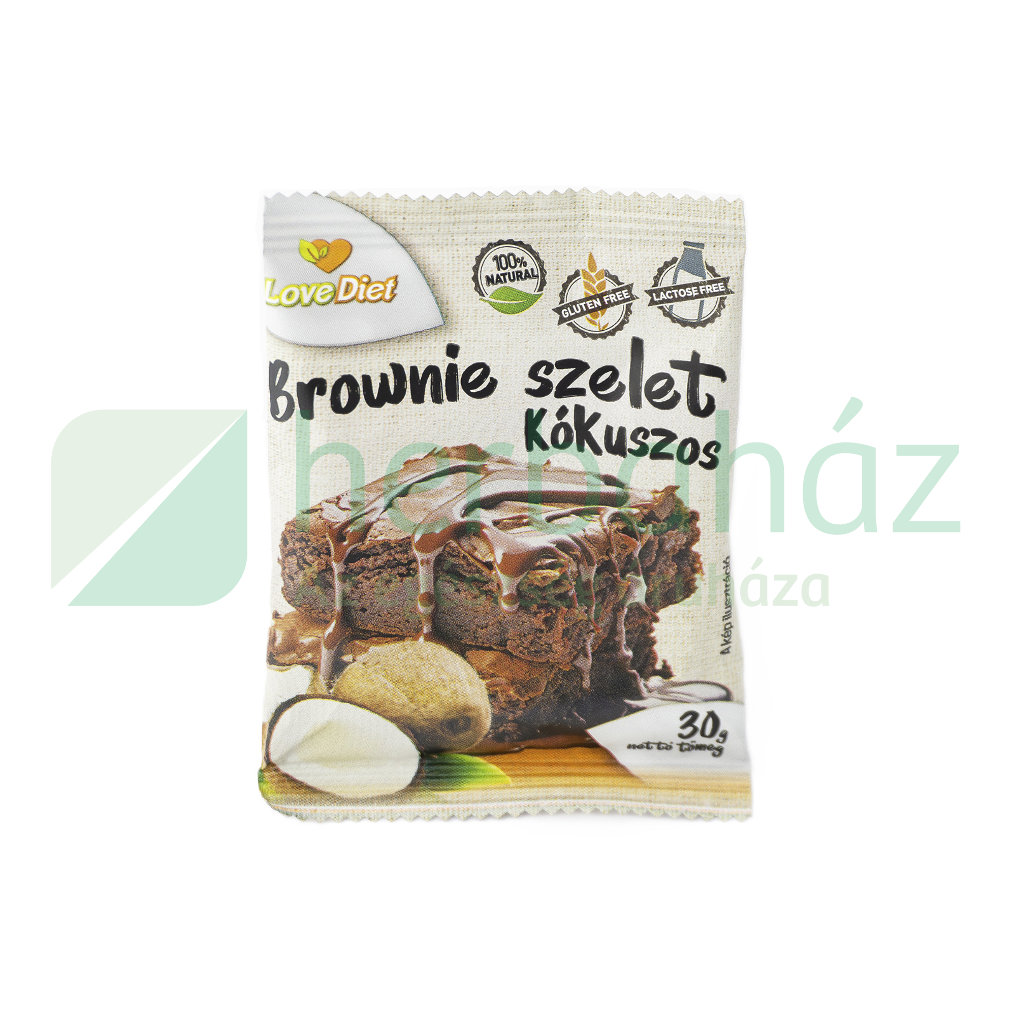 GLUTÉNMENTES LOVE DIET BROWNIE SZELET KÓKUSZOS LAKTÓZMENTES 30G