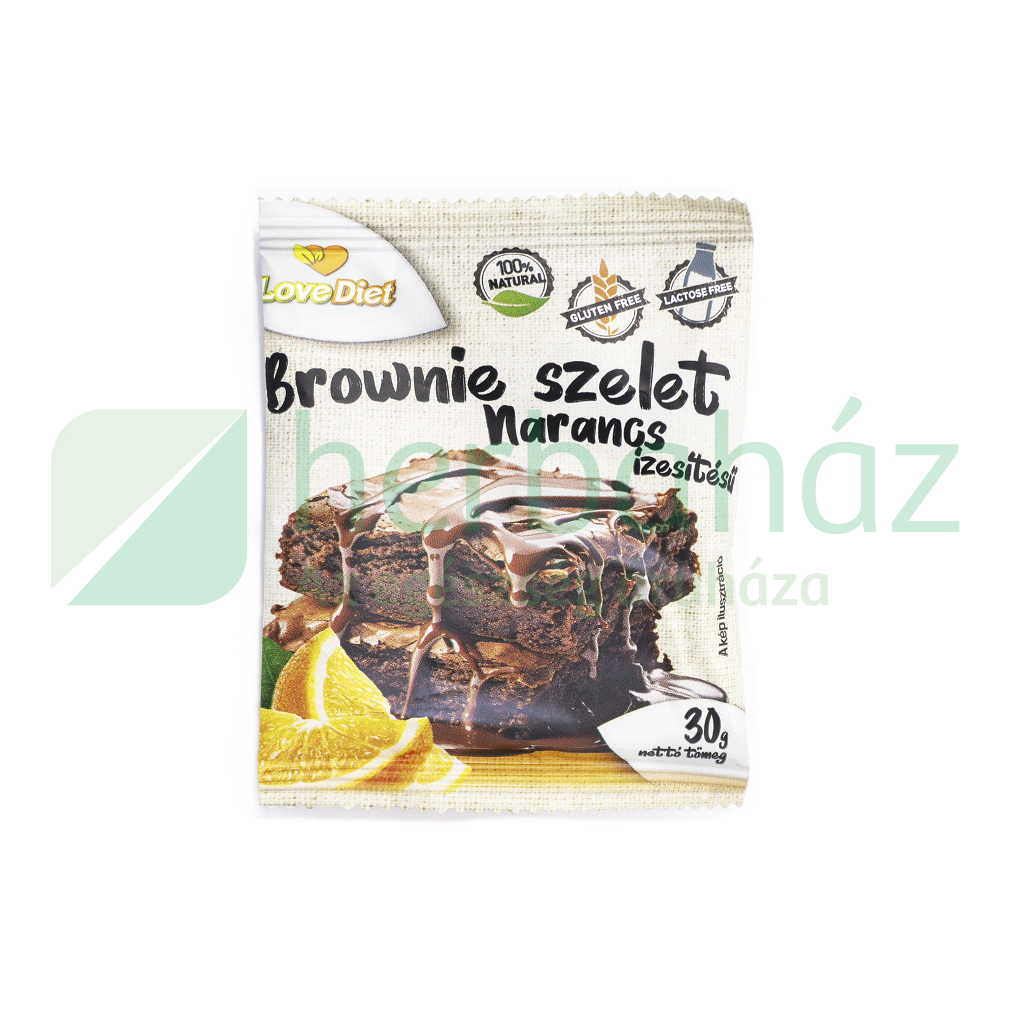 GLUTÉNMENTES LOVE DIET BROWNIE SZELET NARANCS ÍZŰ LAKTÓZMENTES 30G