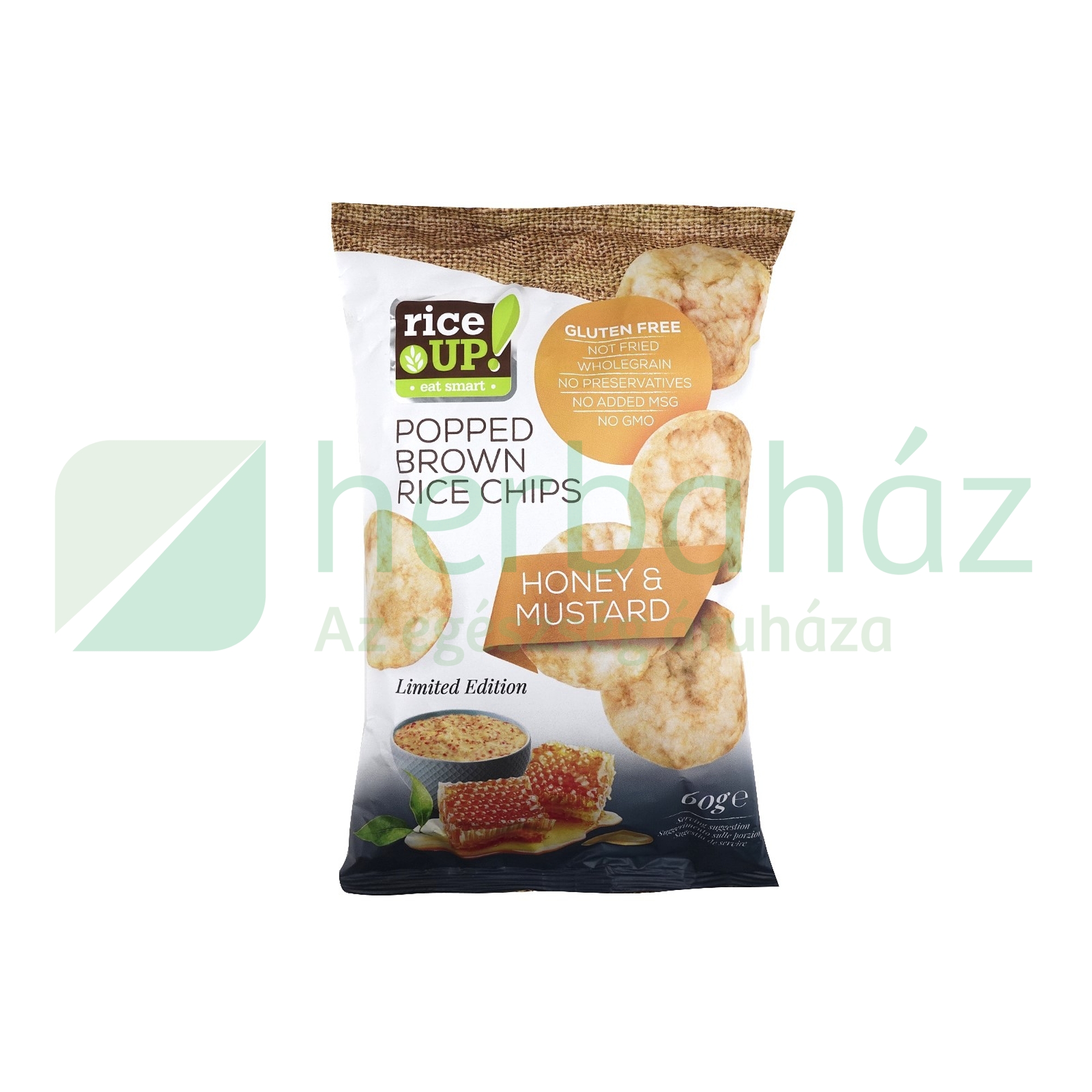 GLUTÉNMENTES RICE UP CHIPS MÉZES-MUSTÁROS ÍZŰ 60G