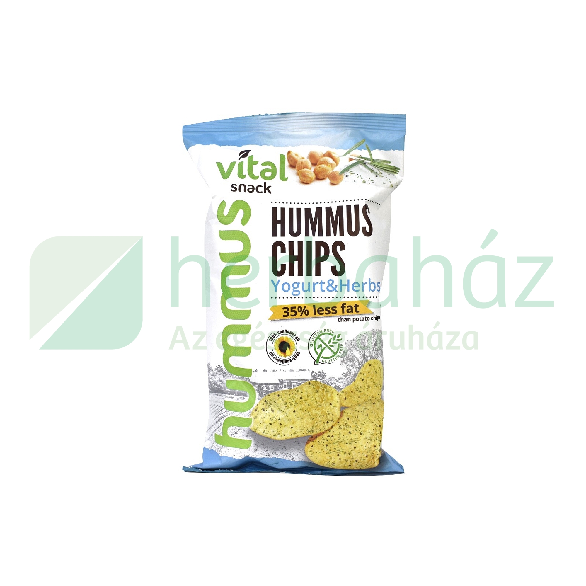 GLUTÉNMENTES VITAL HUMUSZ CHIP JOGHURTOS ZÖLDFŰSZERES ÍZESÍTÉSSEL 65G