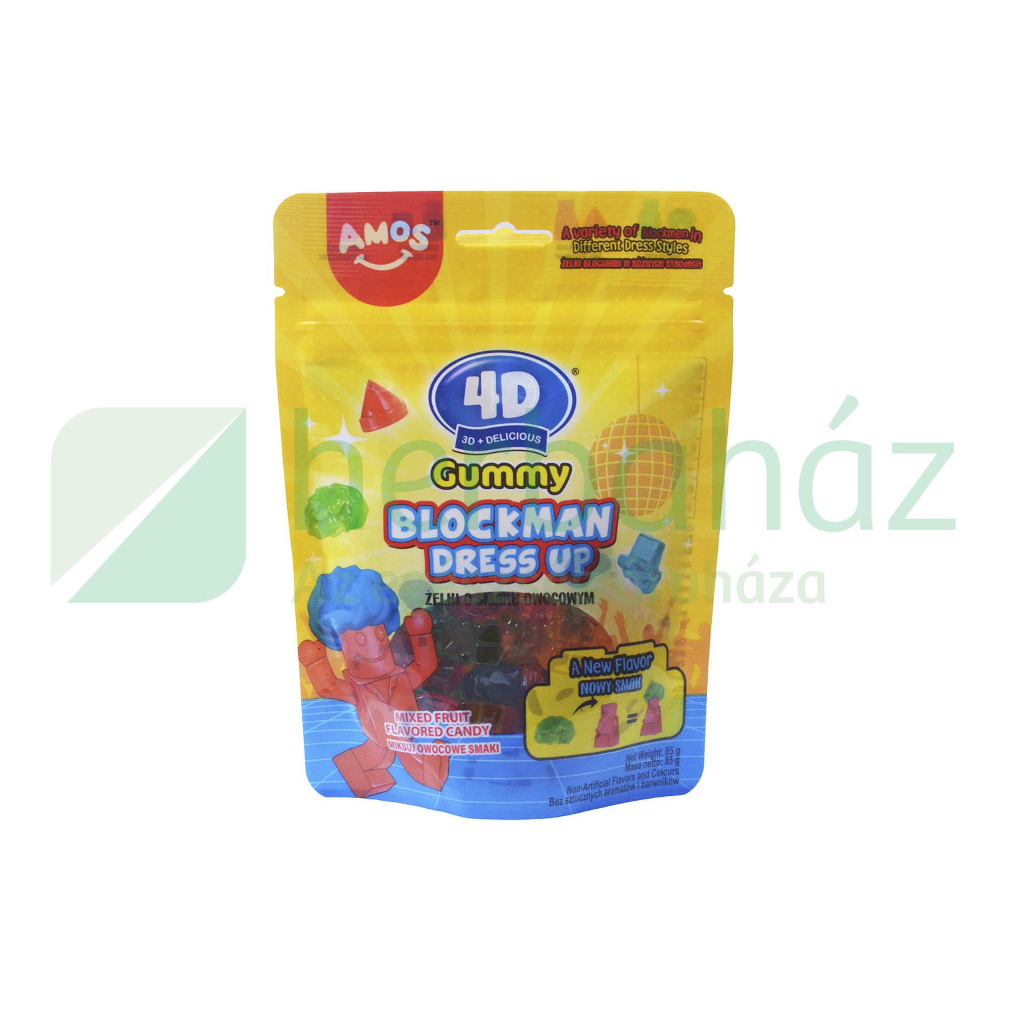 GM AMOS 4D BLOCKMAN DRESS UP VEGYES GYÜMÖLCSÍZŰ ÖLTÖZTETHETŐ GUMICUKOR 85G