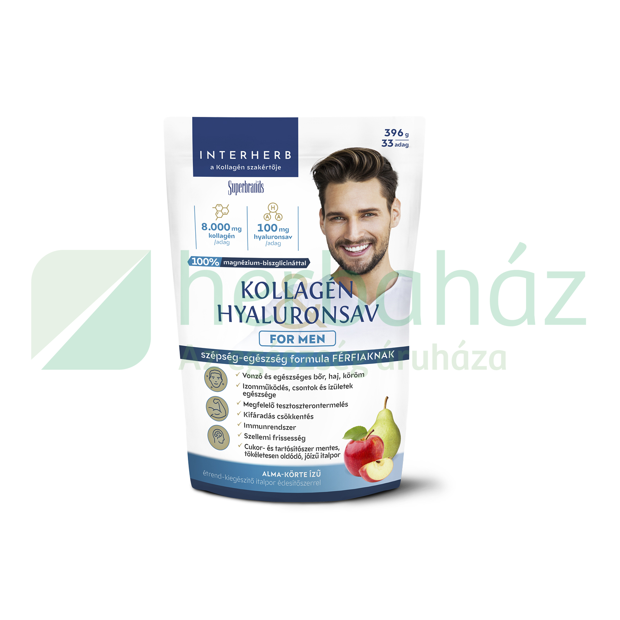 INTERHERB KOLLAGÉN&HYALURONSAV ITALPOR FOR MEN ALMA-KÖRTE ÍZŰ 396G